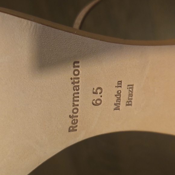 Reformation Gigi Strappy Mid Heeled Sandals, Color Buff, Retail Price $278.00US - Picture 10 of 16